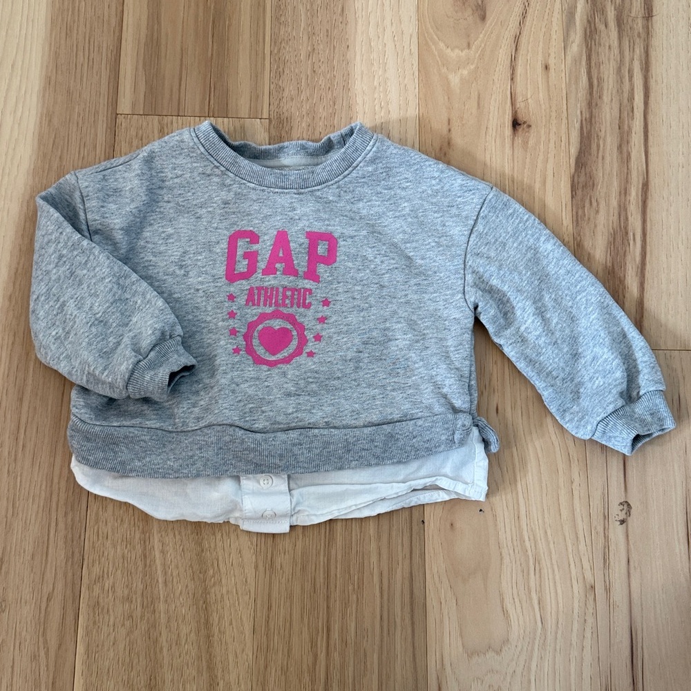 GAP Gray Sweatshirt with Pink Athletic Logo